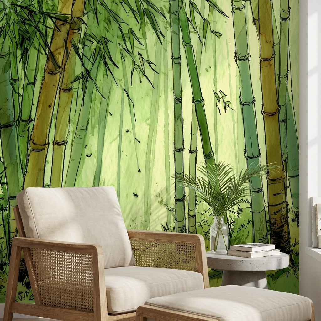 Shades Of Green Wallpaper Bamboo Forest Wall Mural