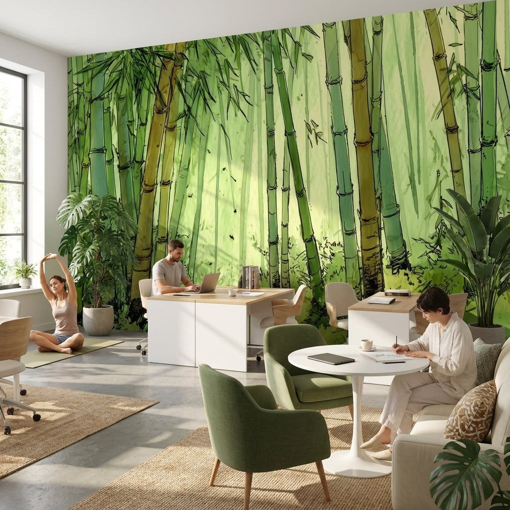 Shades Of Green Wallpaper Bamboo Forest Wall Mural