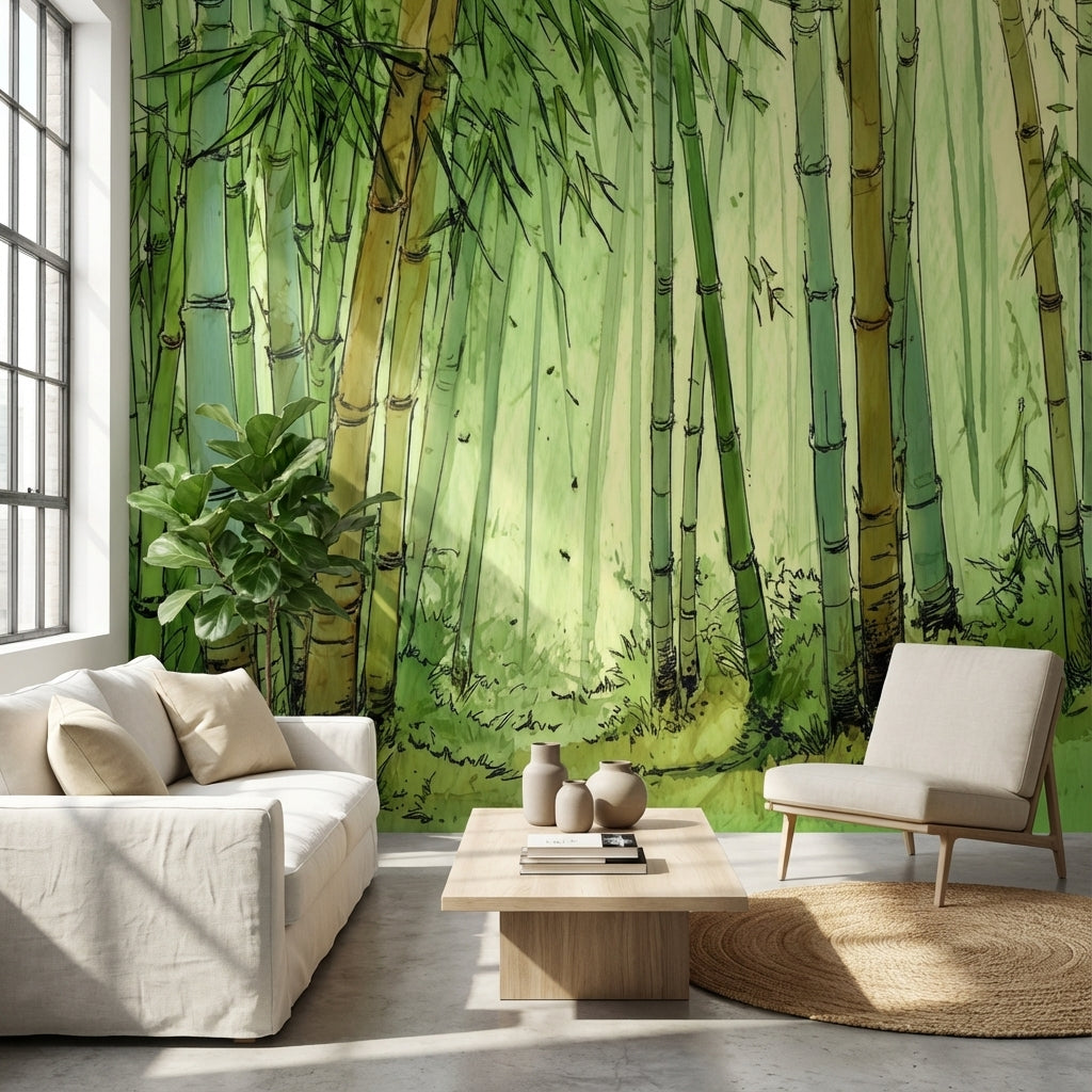 Shades Of Green Wallpaper Bamboo Forest Wall Mural