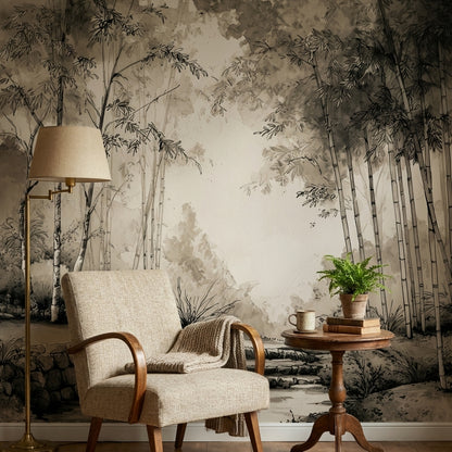 Bamboo Wallpaper Landscape Removable Traditional Wall Mural