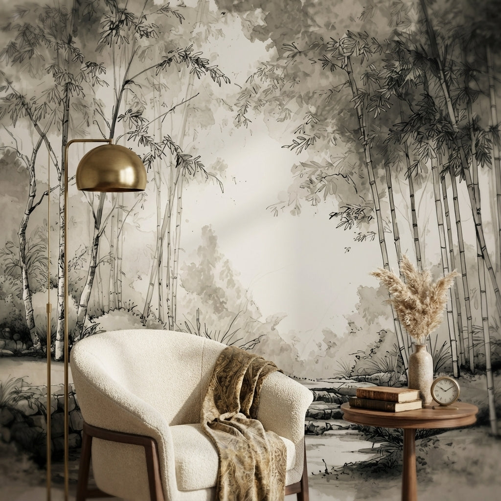 Bamboo Wallpaper Landscape Removable Traditional Wall Mural