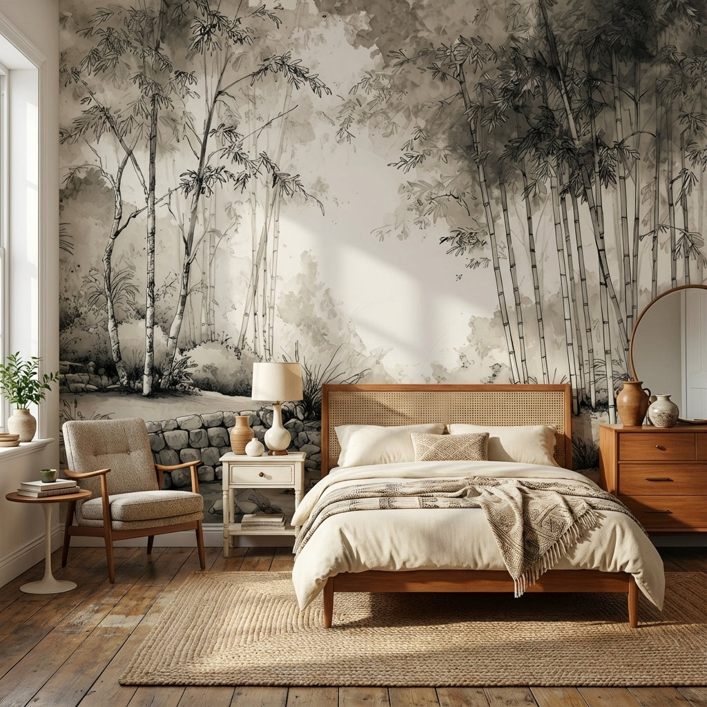Bamboo Wallpaper Landscape Removable Traditional Wall Mural