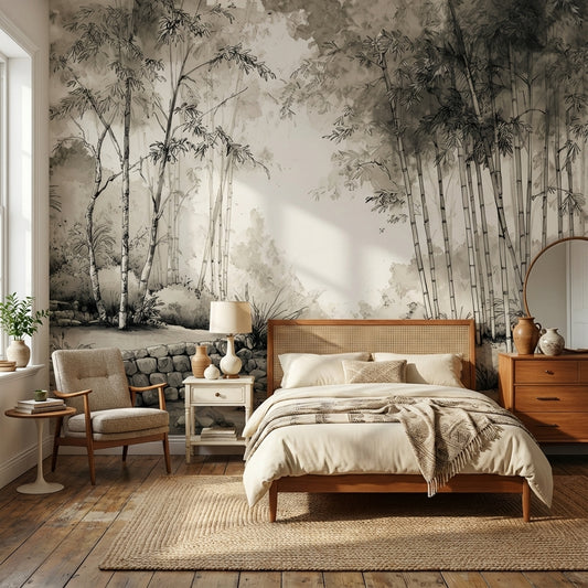 Bamboo Wallpaper Landscape Removable Traditional Wall Mural