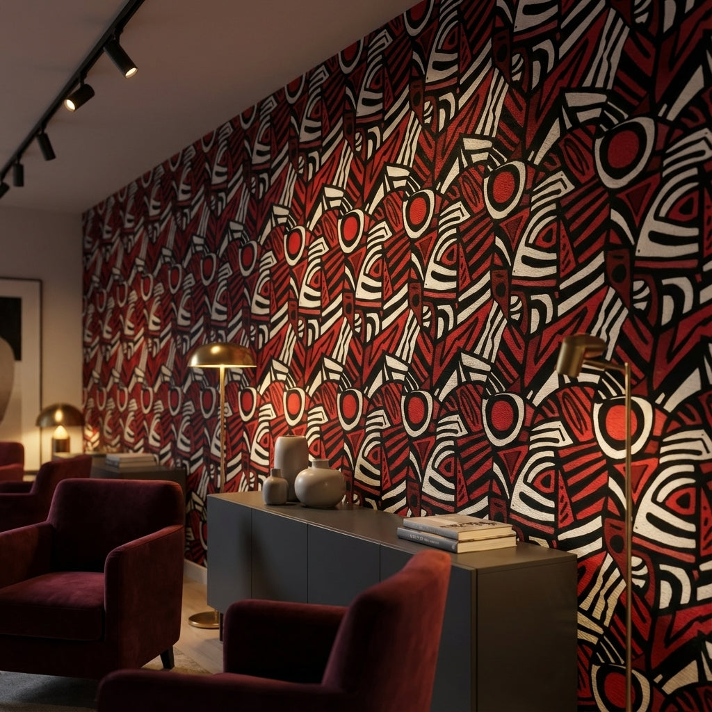 Abstract Geometric Wallpaper Red Removable Modern Wall Mural