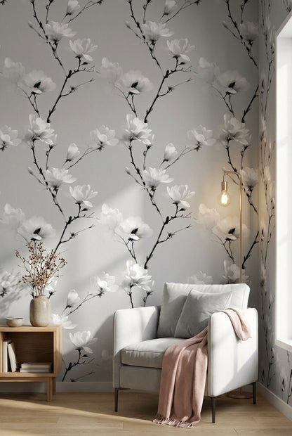 Floral Wallpaper Minimalist Elegant Decorative Mural