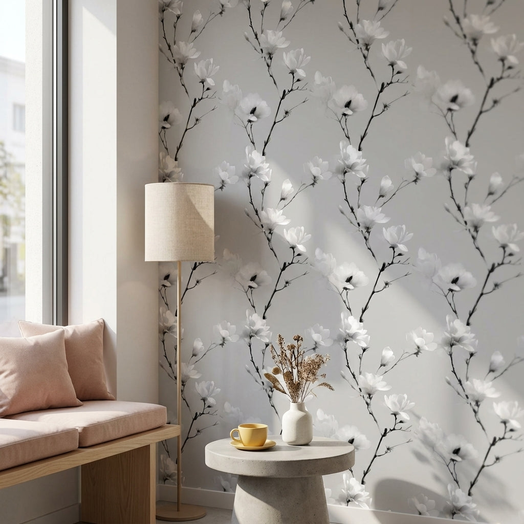 Floral Wallpaper Minimalist Elegant Decorative Mural