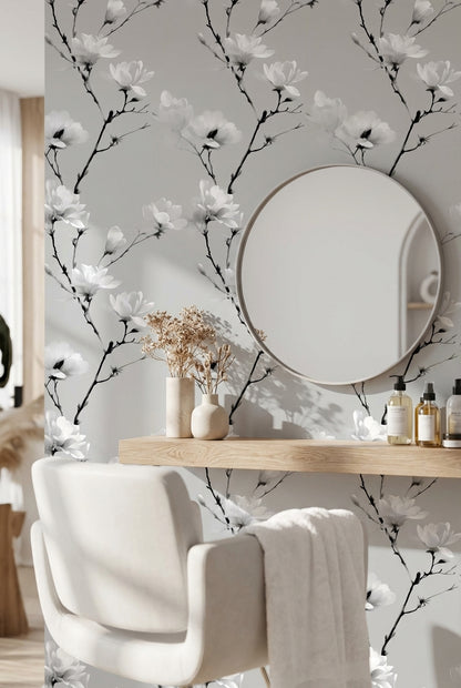 Floral Wallpaper Minimalist Elegant Decorative Mural