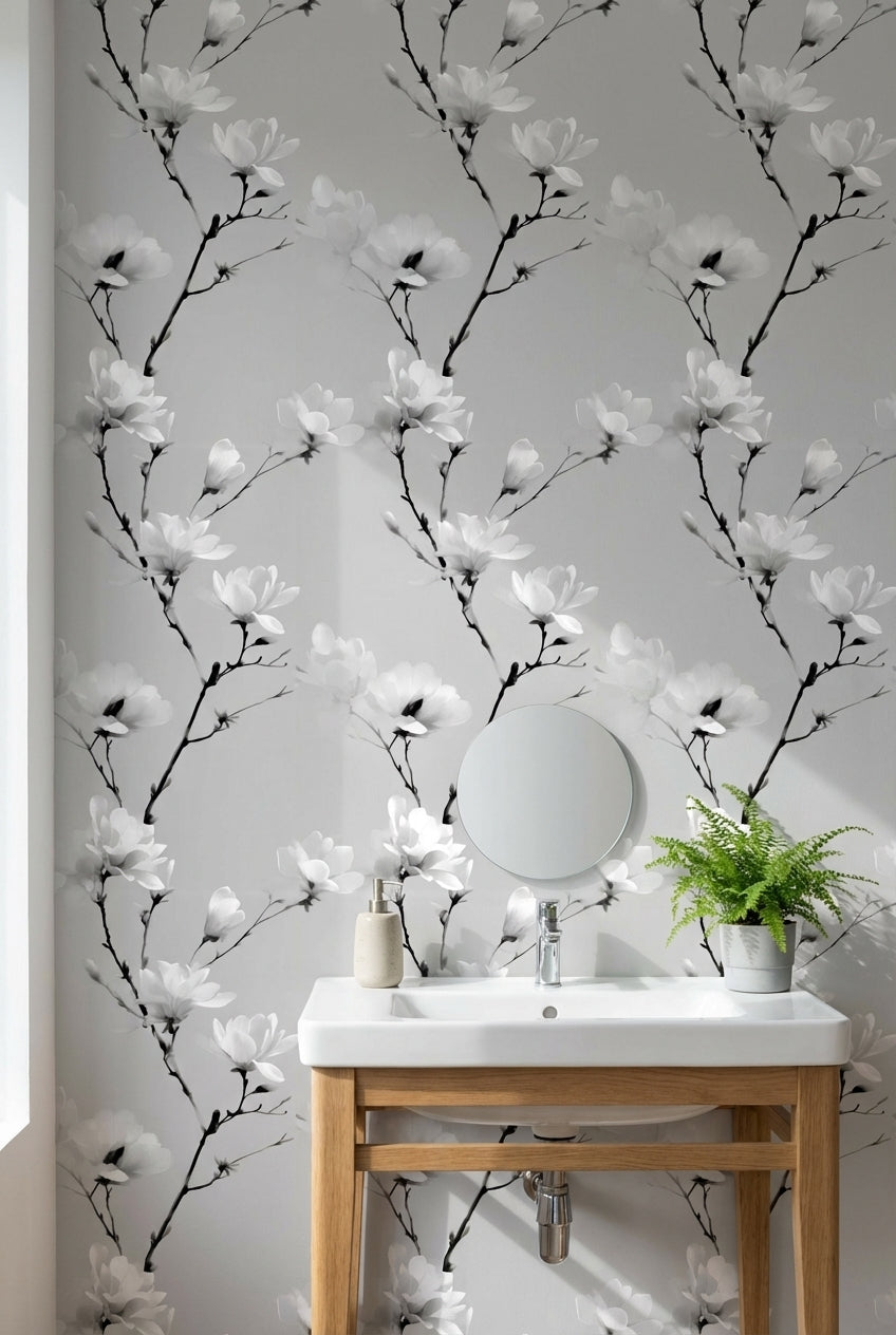 Floral Wallpaper Minimalist Elegant Decorative Mural