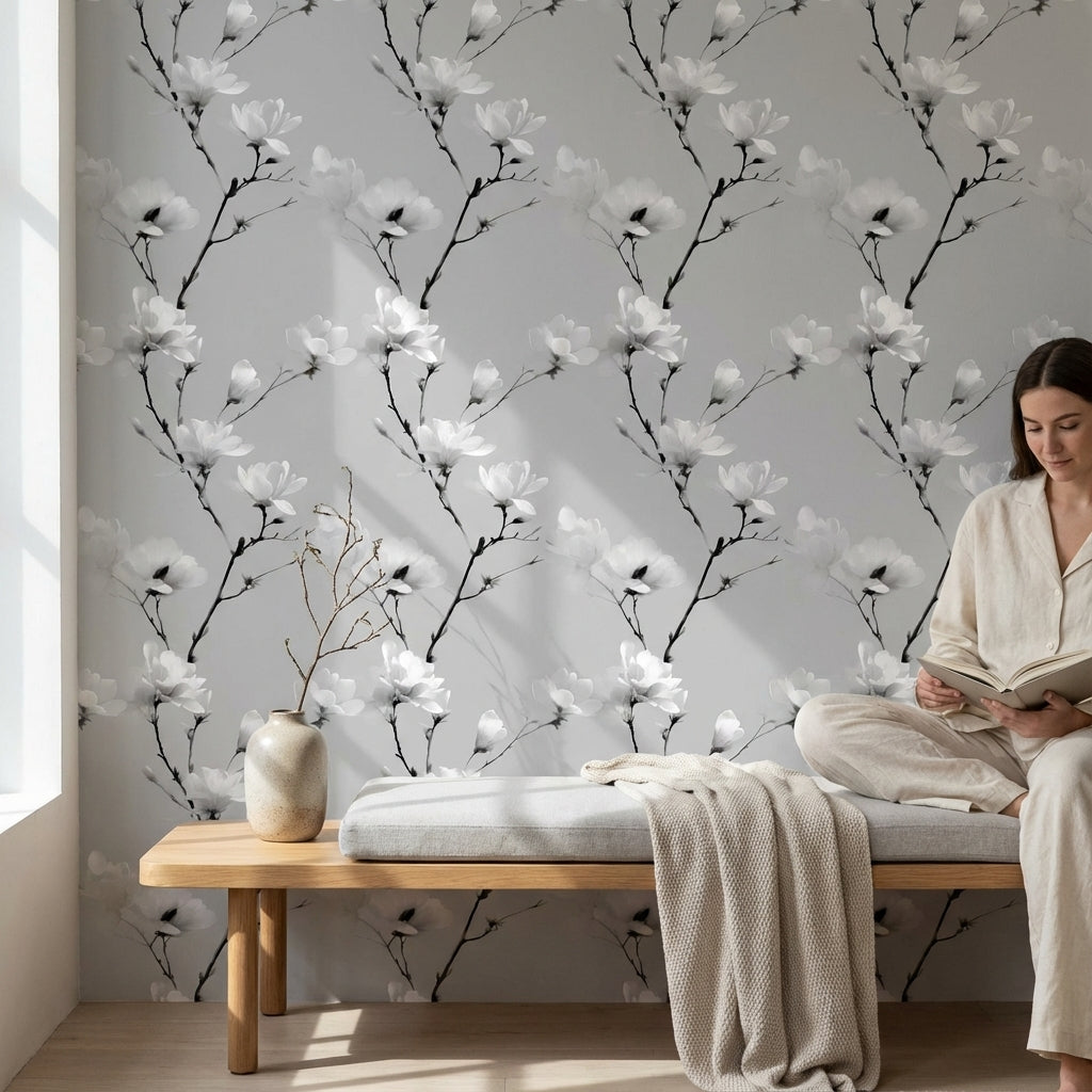 Floral Wallpaper Minimalist Elegant Decorative Mural