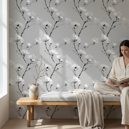 Floral Wallpaper Minimalist Elegant Decorative Mural