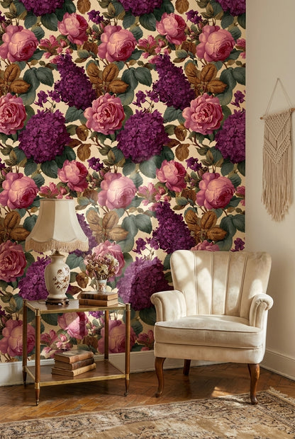 Floral Wallpaper Vintage Roses Wall Mural