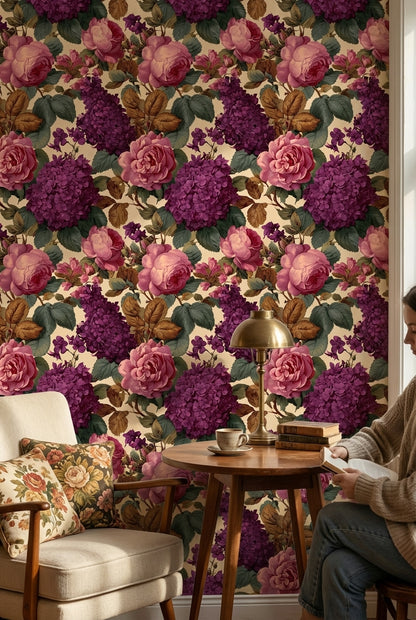 Floral Wallpaper Vintage Roses Wall Mural