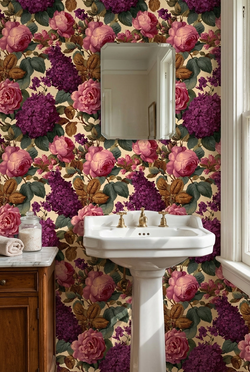 Floral Wallpaper Vintage Roses Wall Mural