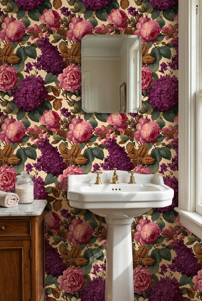 Floral Wallpaper Vintage Roses Wall Mural