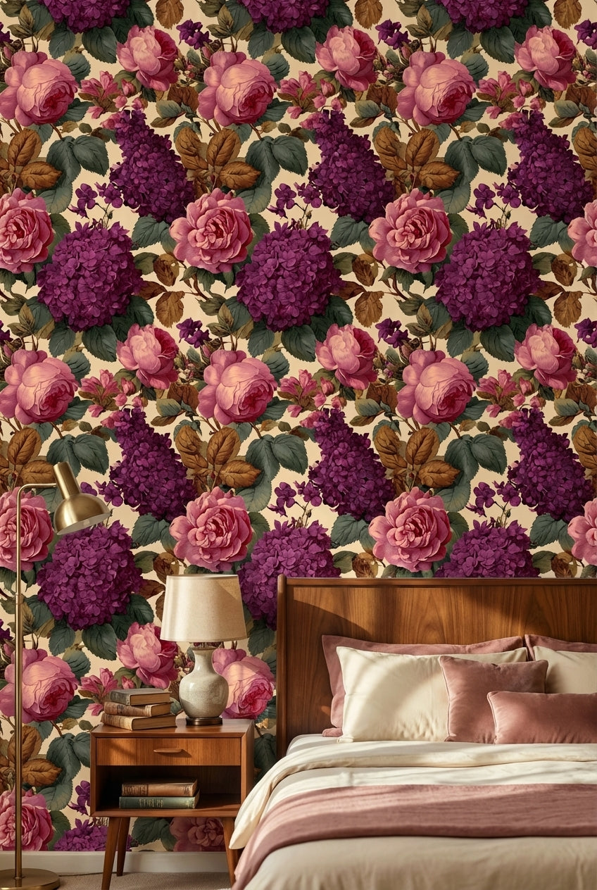 Floral Wallpaper Vintage Roses Wall Mural