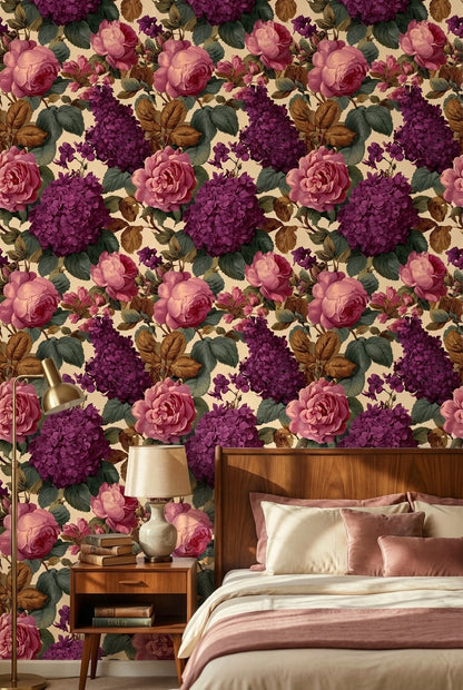 Floral Wallpaper Vintage Roses Wall Mural