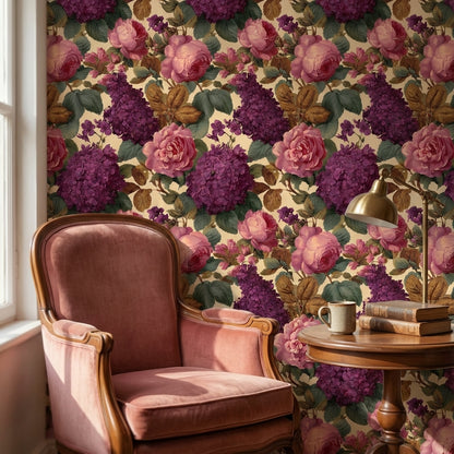 Floral Wallpaper Vintage Roses Wall Mural