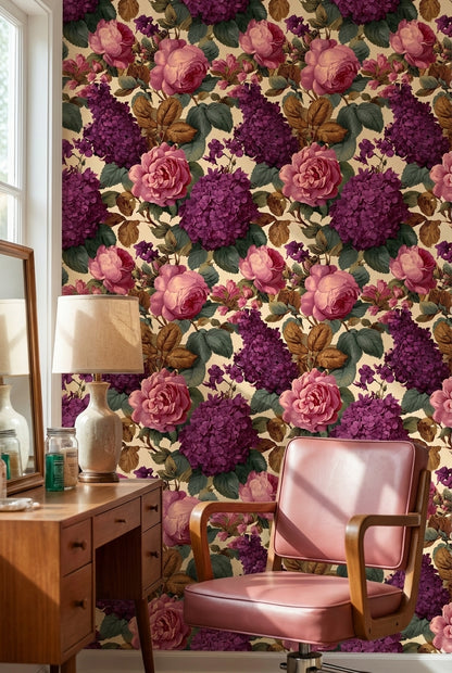 Floral Wallpaper Vintage Roses Wall Mural