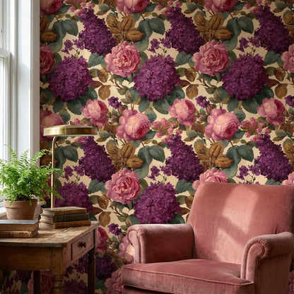 Floral Wallpaper Vintage Roses Wall Mural