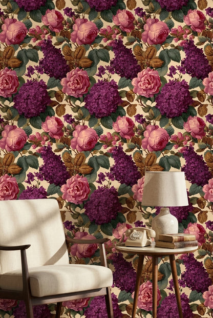 Floral Wallpaper Vintage Roses Wall Mural