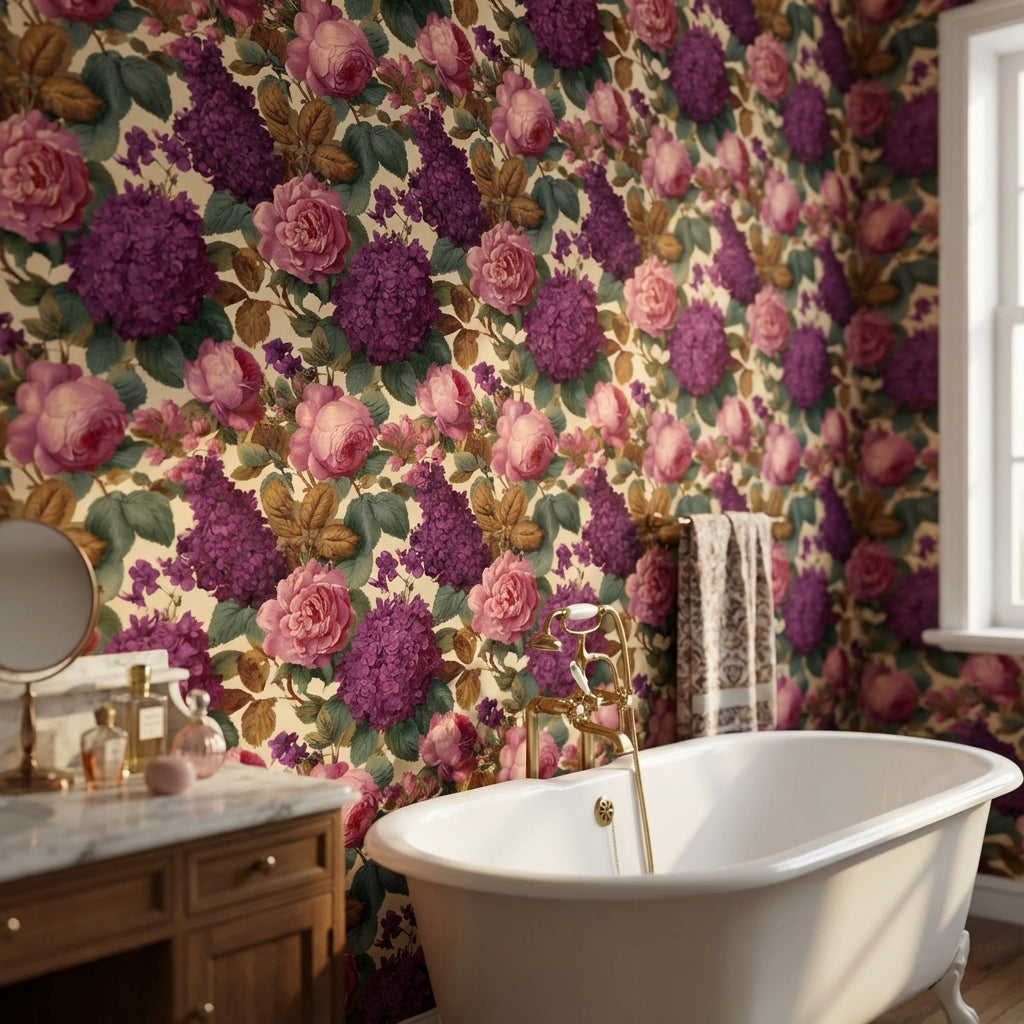 Floral Wallpaper Vintage Roses Wall Mural