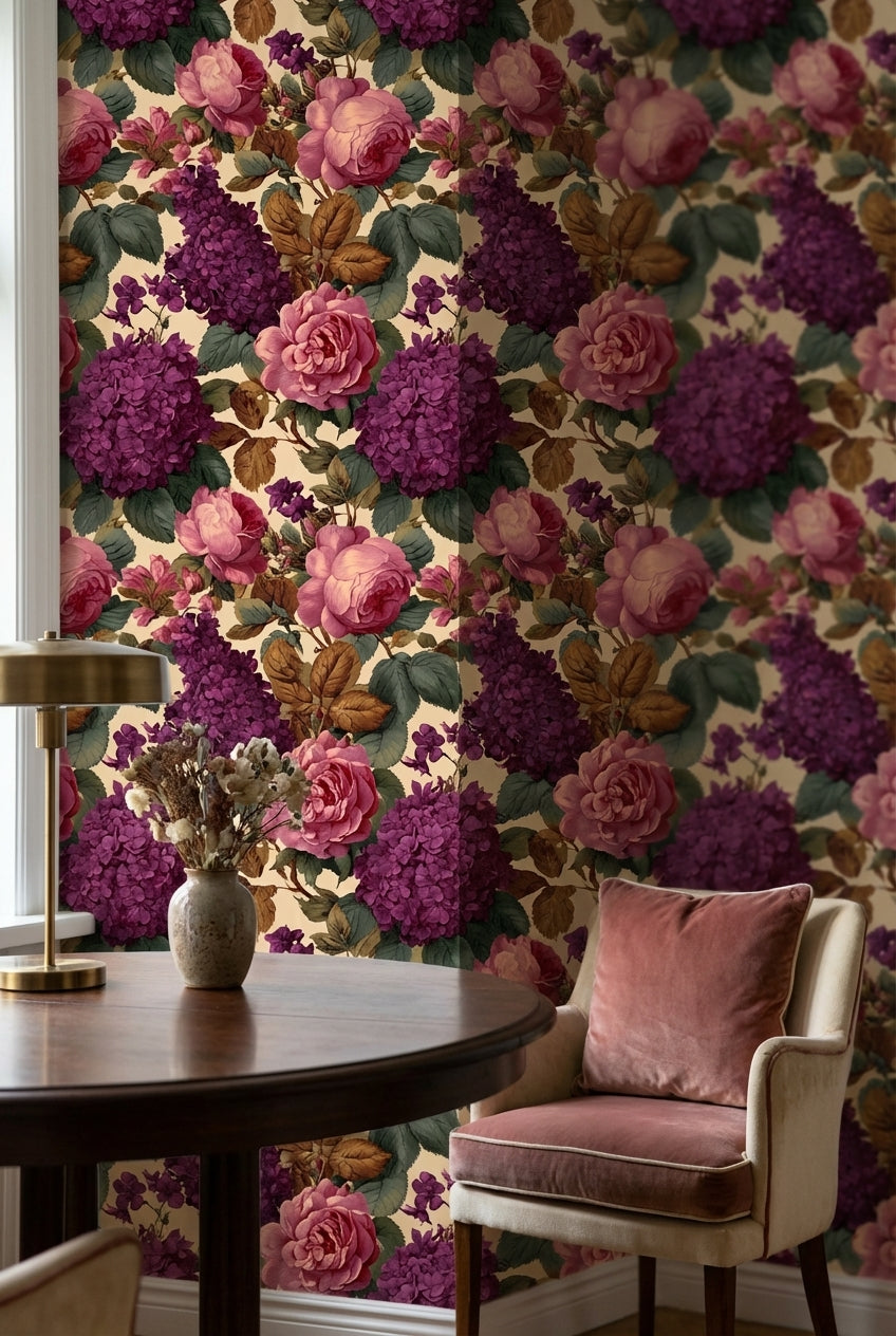 Floral Wallpaper Vintage Roses Wall Mural