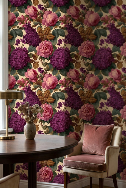 Floral Wallpaper Vintage Roses Wall Mural
