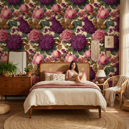 Floral Wallpaper Vintage Roses Wall Mural