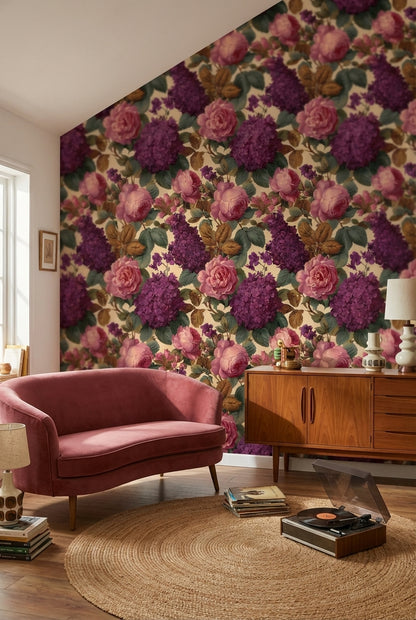 Floral Wallpaper Vintage Roses Wall Mural