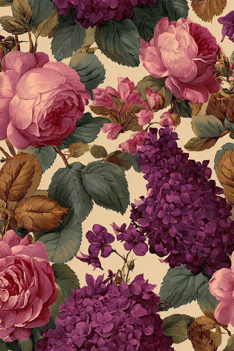 Floral Wallpaper Vintage Roses Wall Mural
