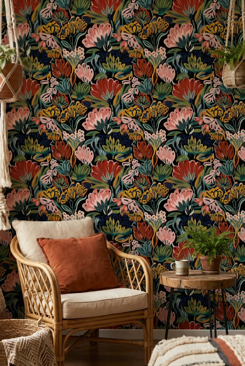 Floral Wallpaper Abstract Removable Modern Wall Decor