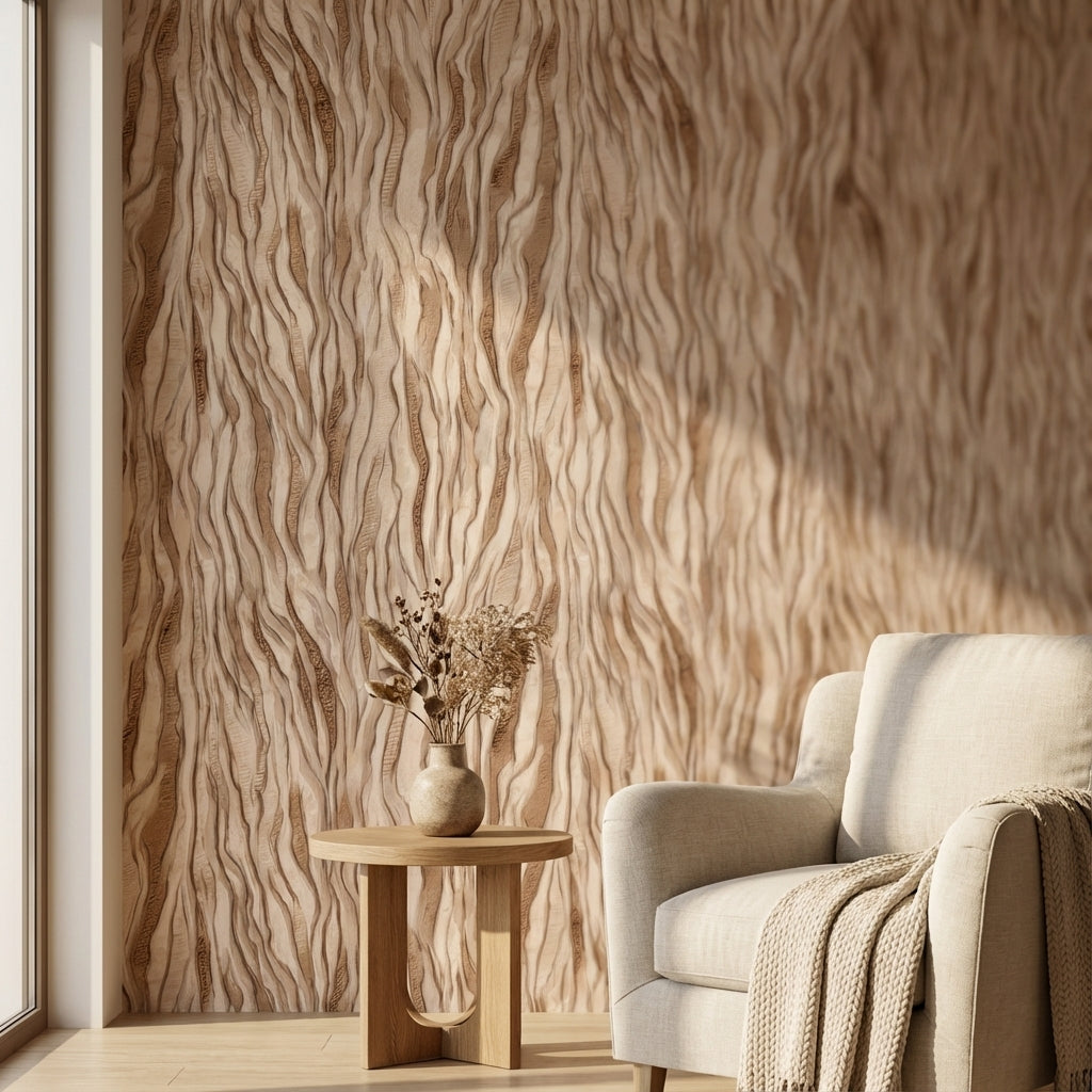 Warm Beige Abstract Ripple Wallpaper