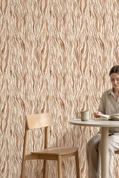 Warm Beige Abstract Ripple Wallpaper