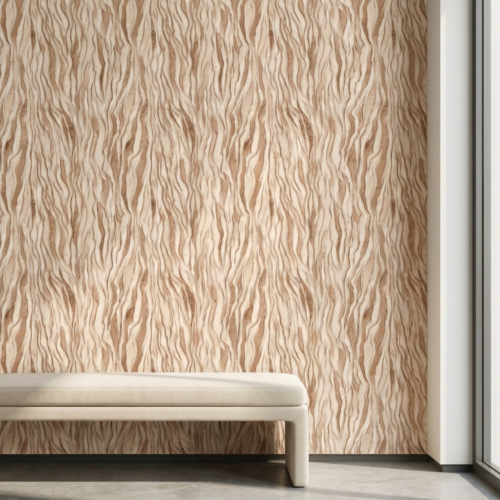 Warm Beige Abstract Ripple Wallpaper
