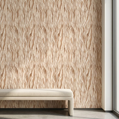Warm Beige Abstract Ripple Wallpaper