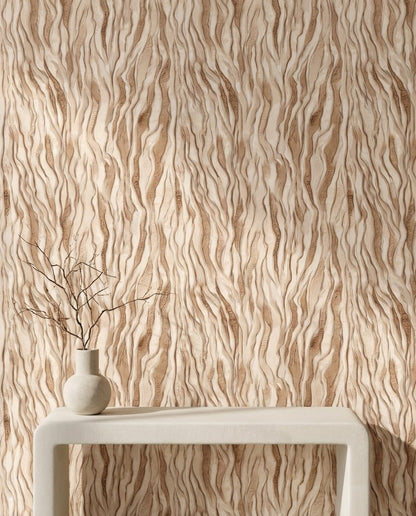 Warm Beige Abstract Ripple Wallpaper