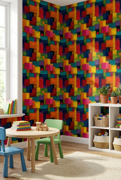 Geometric Wallpaper Vibrant Modern Decorative Mural