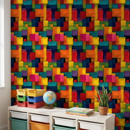 Geometric Wallpaper Vibrant Modern Decorative Mural