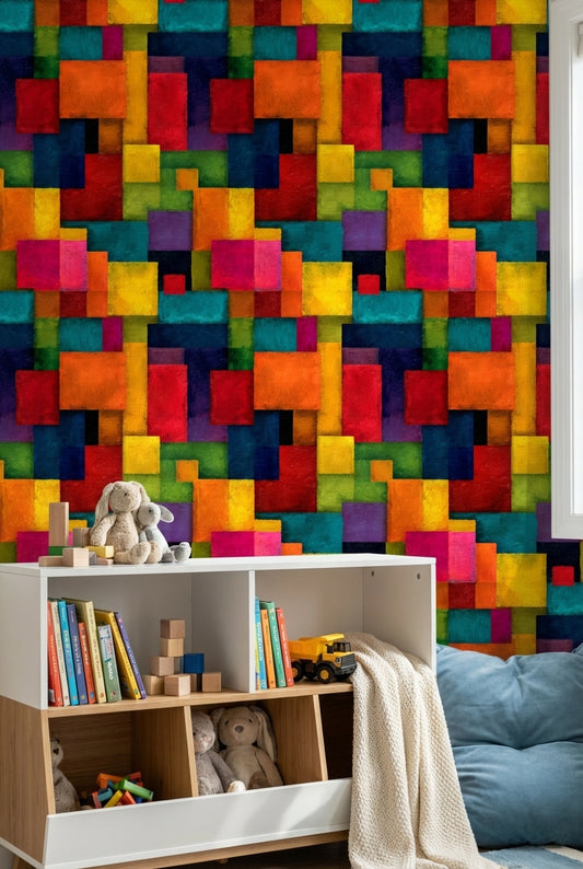 Geometric Wallpaper Vibrant Modern Decorative Mural
