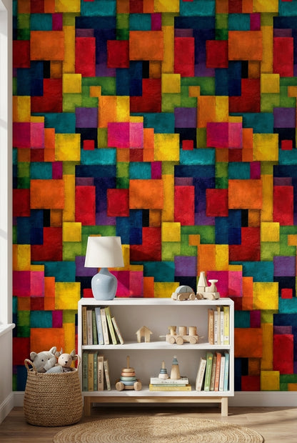 Geometric Wallpaper Vibrant Modern Decorative Mural