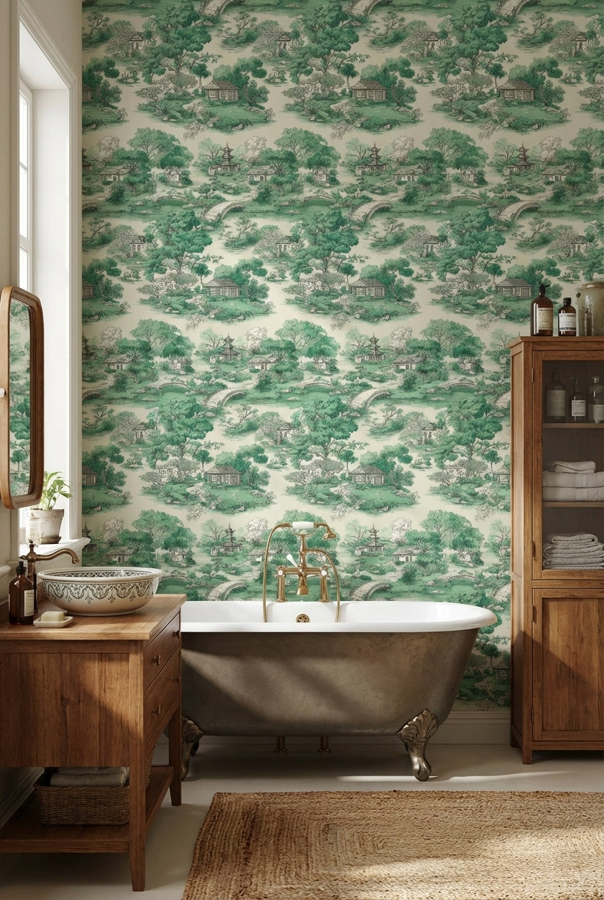 Asian Architecture Wallpaper Serene Traditional Wall Decor