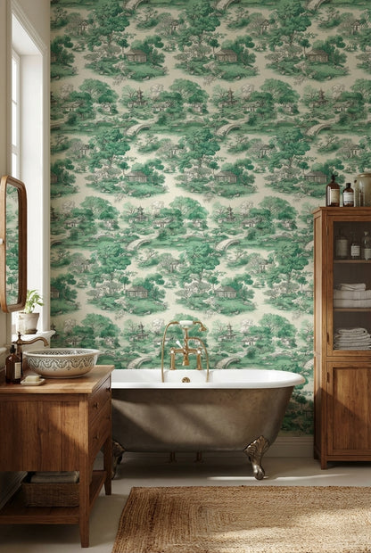 Asian Architecture Wallpaper Serene Traditional Wall Decor