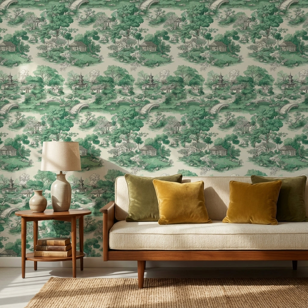Asian Architecture Wallpaper Serene Traditional Wall Decor