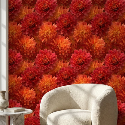 Floral Wallpaper Vibrant Mural Red Wall Decor