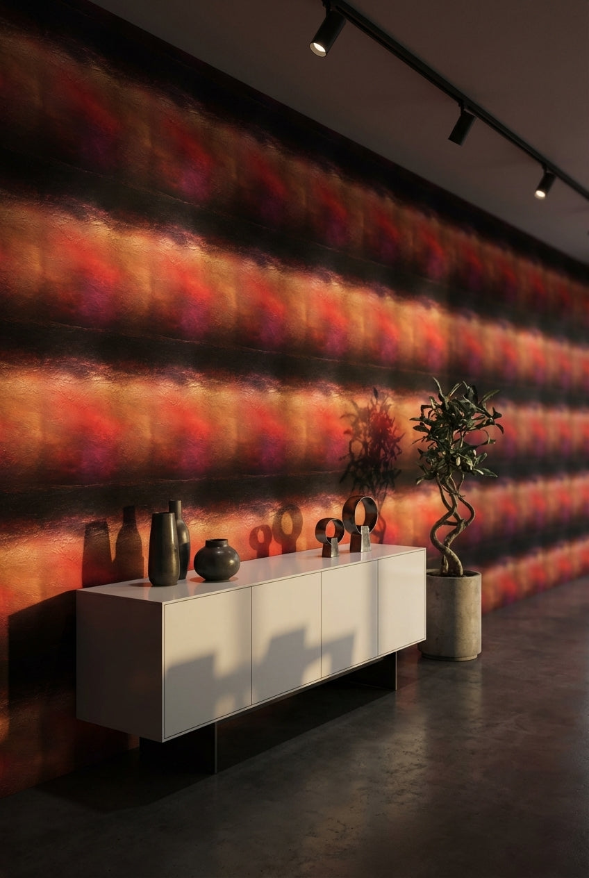 Textured Wallpaper Fiery Mural Elegant Wall Decor