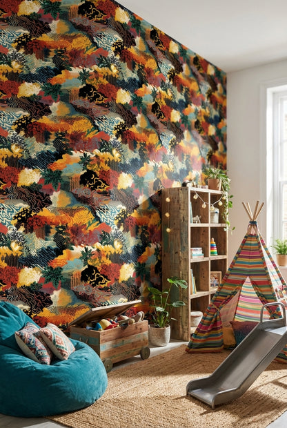 Abstract Geometric Wallpaper Vibrant Removable Eclectic Wall Decor
