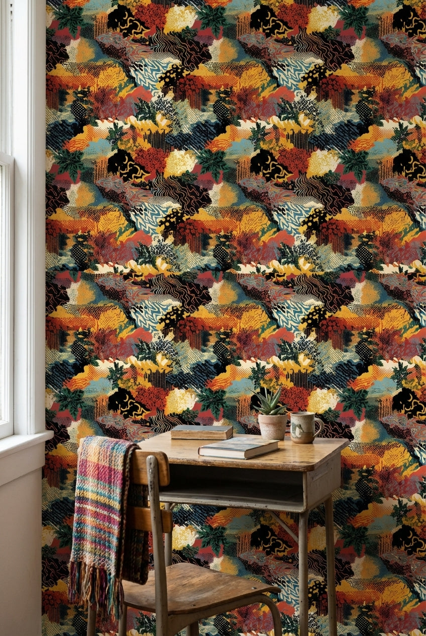 Abstract Geometric Wallpaper Vibrant Removable Eclectic Wall Decor