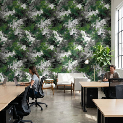 Green Camouflage Wallpaper Abstract Modern Decorative Mural