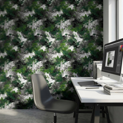 Green Camouflage Wallpaper Abstract Modern Decorative Mural