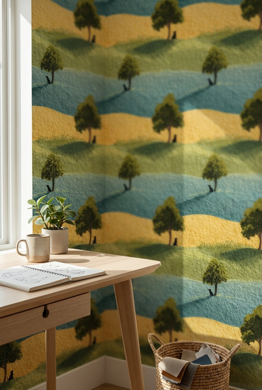 Shades of Green Wallpaper Natural Landscape Wall Mural